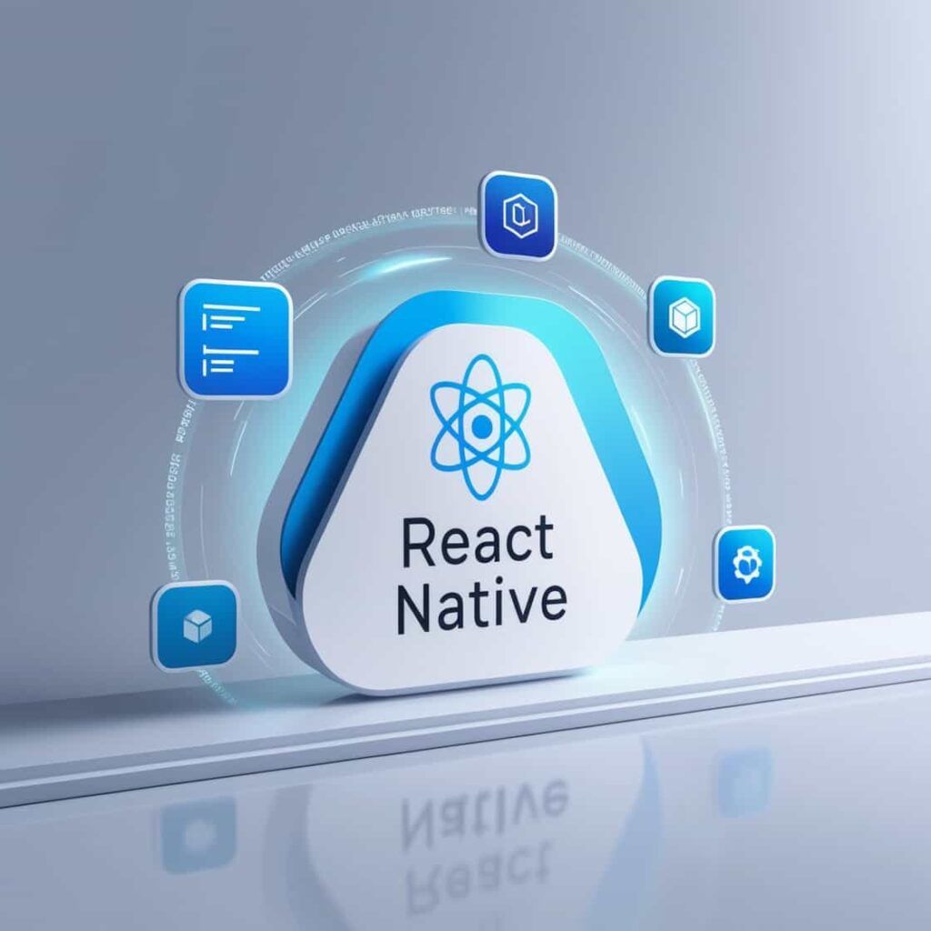 Illustration of mobile app development showing social media market and user engagement